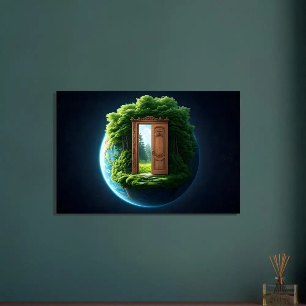 Framed Earth-doorway artwork from Door to Earth Metal Print The Lush Threshold PixiOnyx