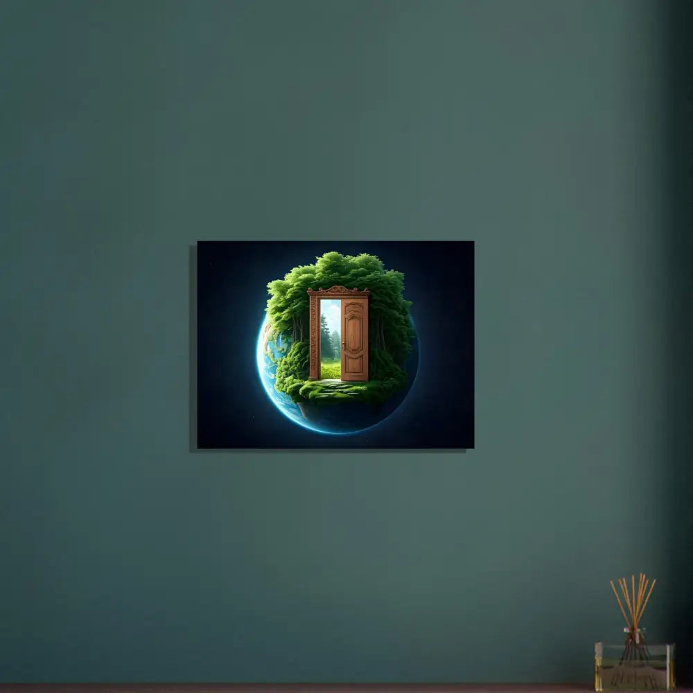 Framed nature portal artwork on Door to Earth Metal Print The Lush Threshold PixiOnyx