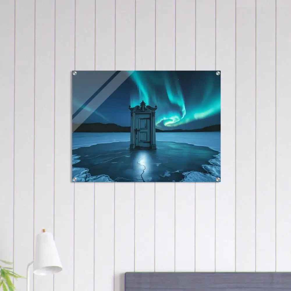 Acrylic wall art displayed in the Dooraura Acrylic Print The Threshold Beneath Lights PixiOnyx Crystal Frost Display