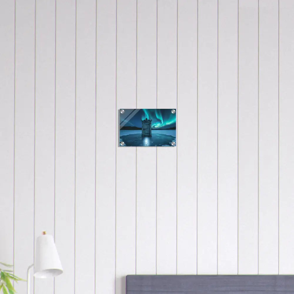 Framed Aurora Borealis scene on PixiOnyx Crystal Frost Display by Dooraura Acrylic Print