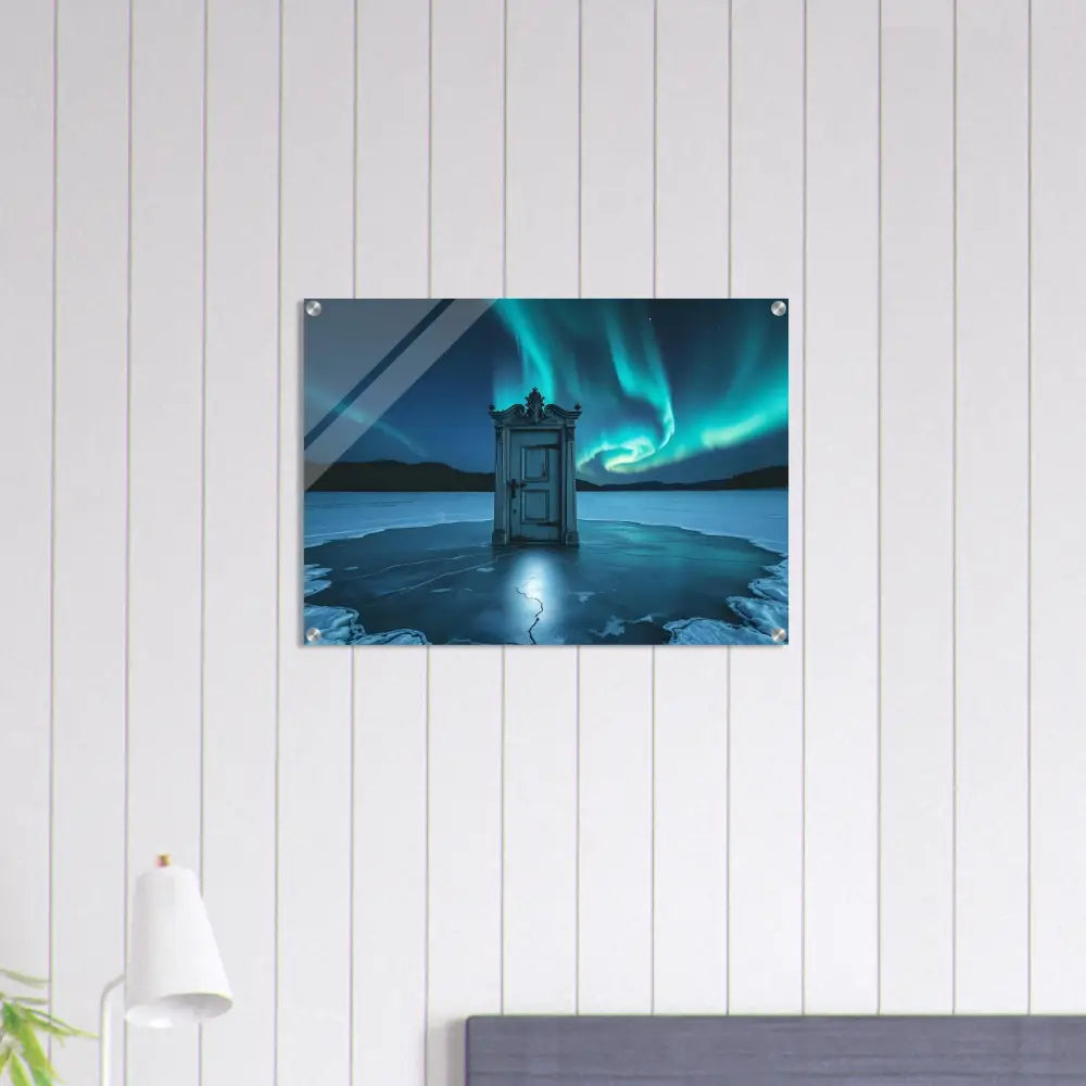 Aurora Borealis door art displayed on Dooraura Acrylic Print by PixiOnyx Crystal Frost