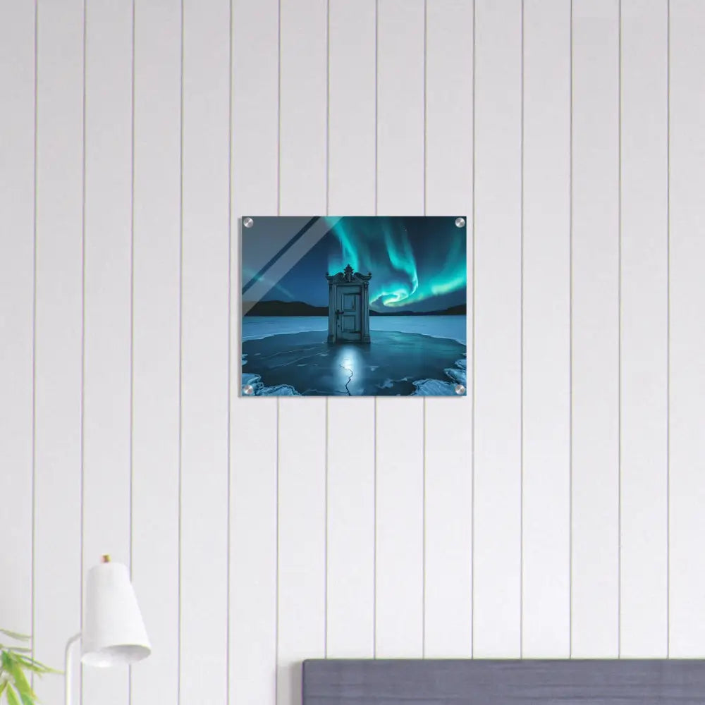 Aurora Borealis door art displayed on Dooraura Acrylic Print by PixiOnyx Crystal Frost