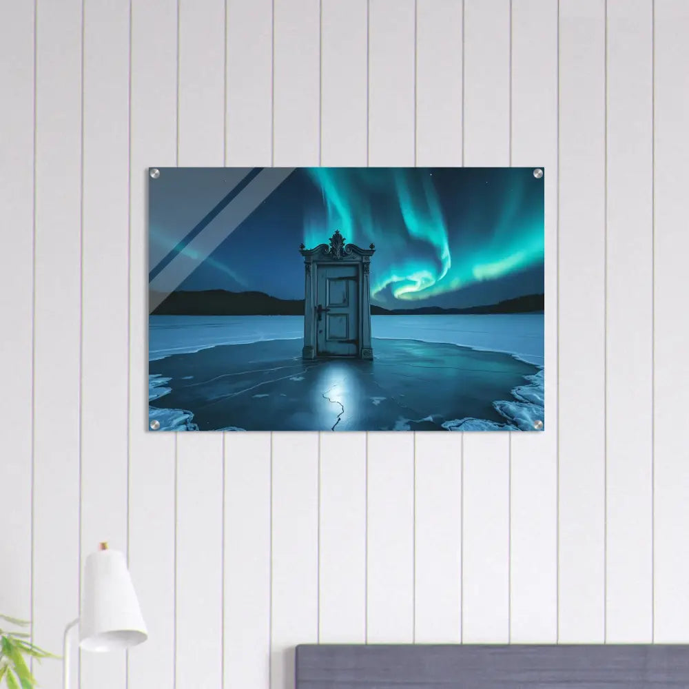 Acrylic wall art titled Dooraura Acrylic Print The Threshold Beneath Lights by PixiOnyx Crystal Frost Display