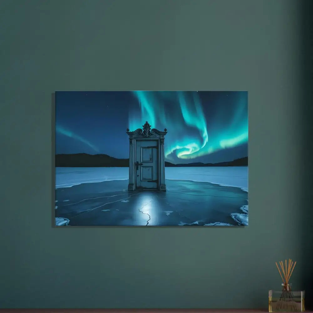 Aurora Borealis door canvas artwork from Dooraura Canvas PixiOnyx Glacial Dreamscape