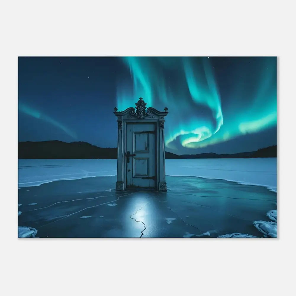 Ornate door on frozen landscape in PixiOnyx Glacial Dreamscape Dooraura Canvas