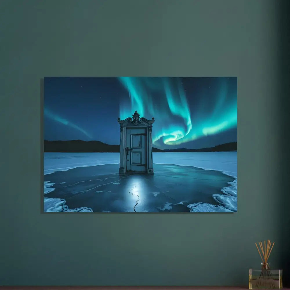 Aurora Borealis door artwork on PixiOnyx Dooraura Poster with vibrant northern lights