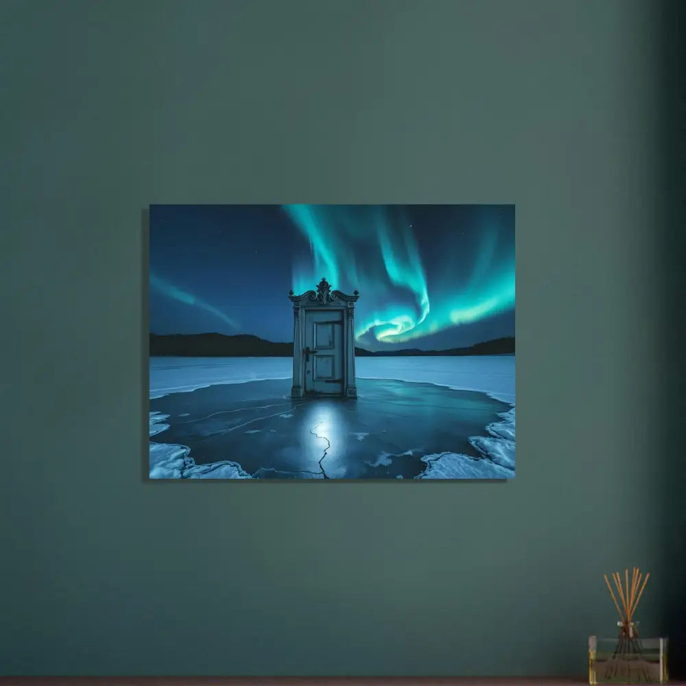 Surreal aurora door artwork from Dooraura Poster The Threshold Beneath Lights by PixiOnyx