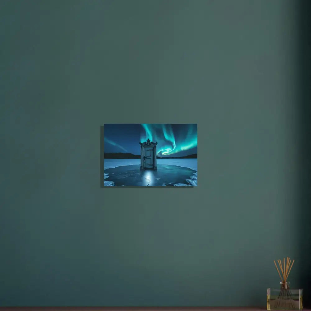Aurora borealis glow shining above a door on PixiOnyx Dooraura Poster fine art print