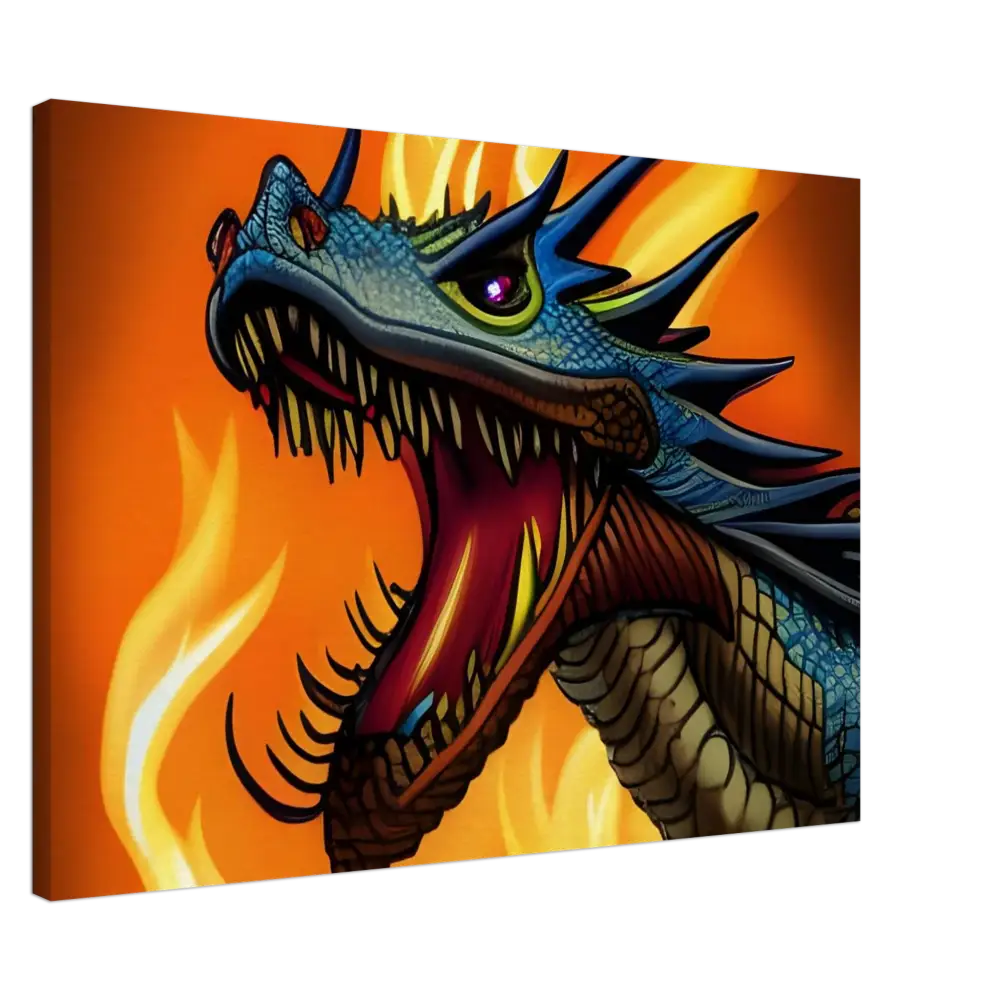 Dragon head canvas wall art from PixiOnyx’s Dragon’s Fury collection