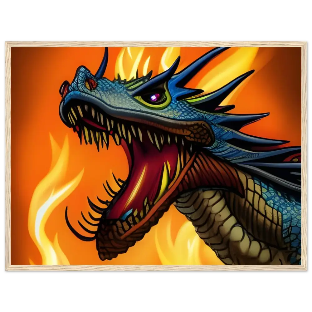 Framed Dragon Head with Open Mouth from Dragon’s Fury Fantasy Poster by PixiOnyx