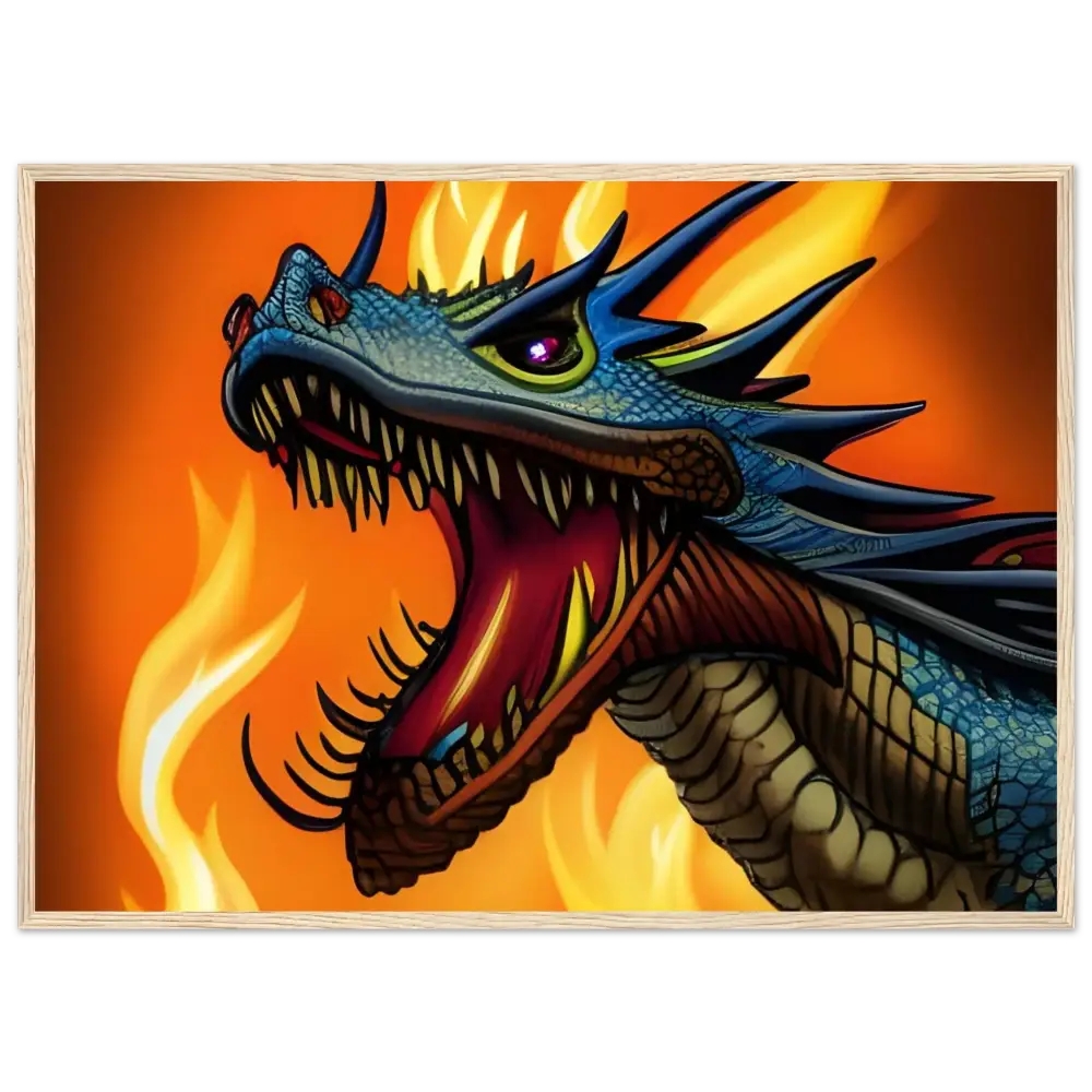 Framed dragon artwork from Dragon’s Fury fantasy poster on PixiOnyx site