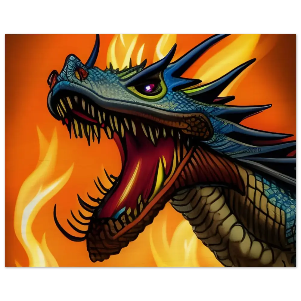 Fearsome blue dragon head wall art from Dragon’s Fury by PixiOnyx