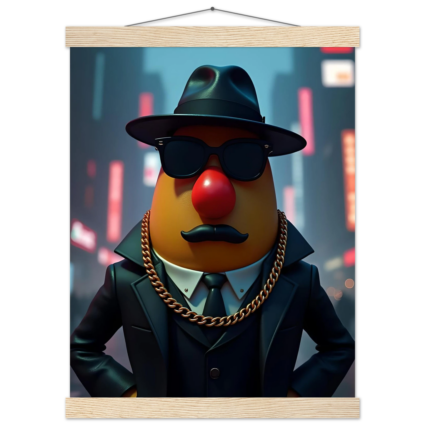 Mr. Potato Head gangster portrait on premium matte poster with hanger from PixiOnyx