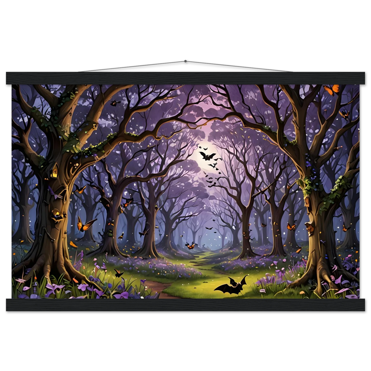 Halloween forest scene wall art displaying mystical trees and eerie glow in PixiOnyx poster