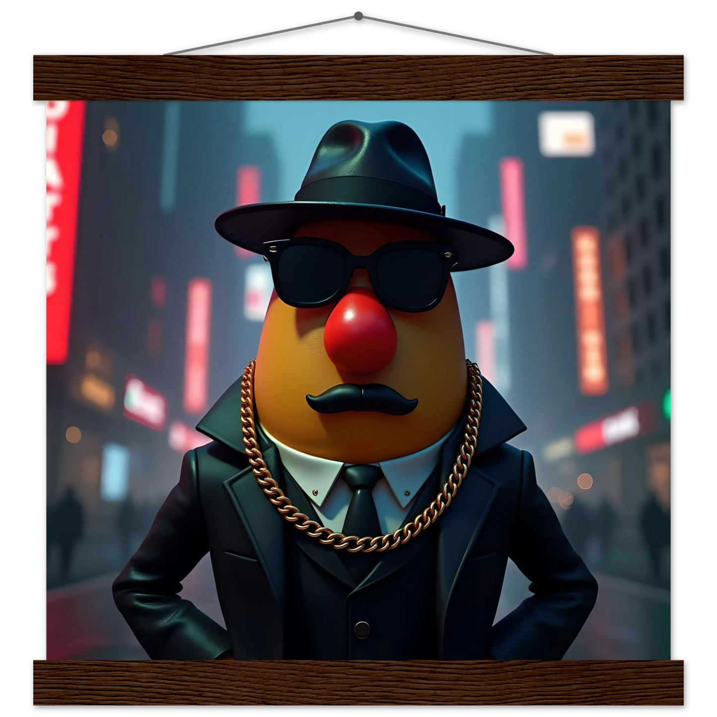 Cartoonish Potato Head Gangster poster from PixiOnyx featuring a playful gangster potato character
