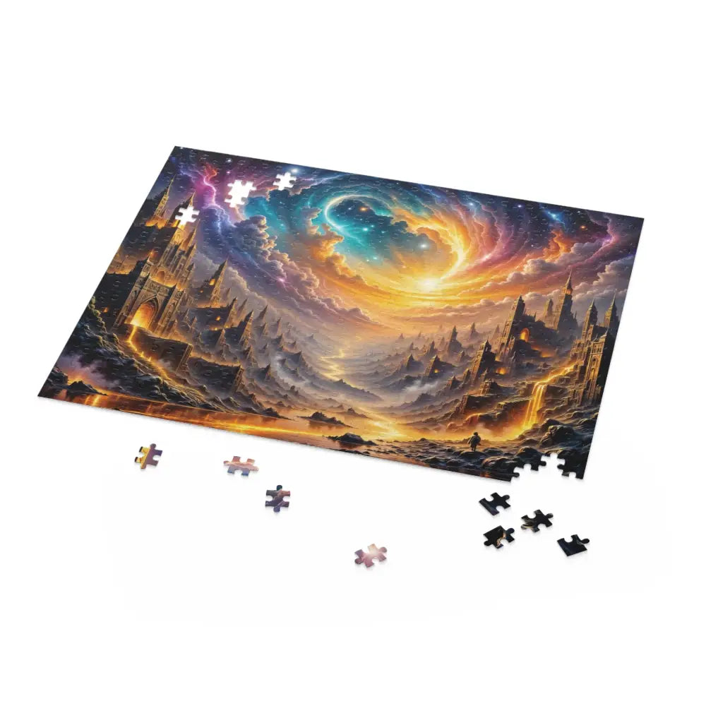 Eclipsed Citadel Fantasy Dreamscape jigsaw puzzle with missing pieces by PixiOnyx