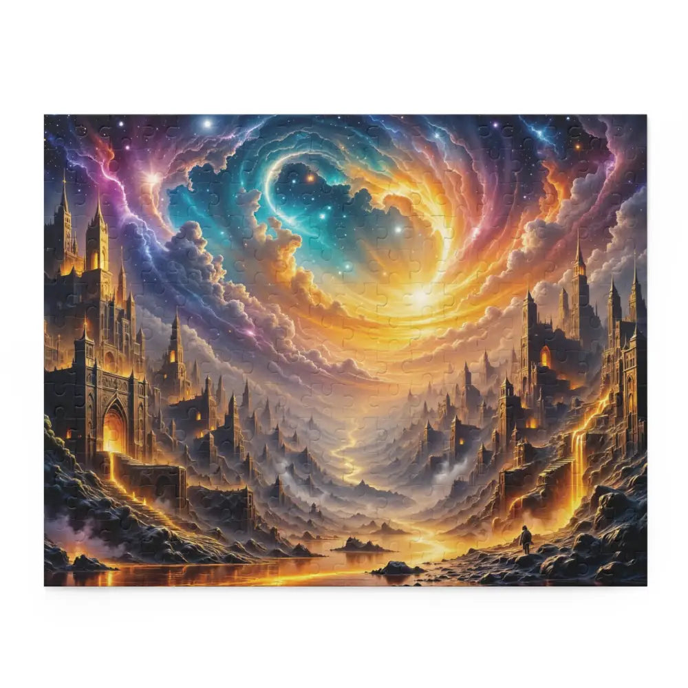 Eclipsed Citadel Puzzle featuring a fantasy dreamscape city and vibrant nebula sky