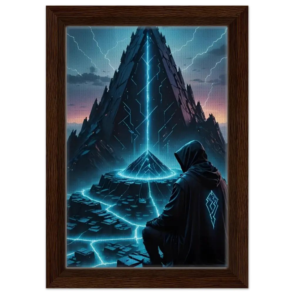 Framed futuristic pyramid scene from Electric Ascension Canvas Edition