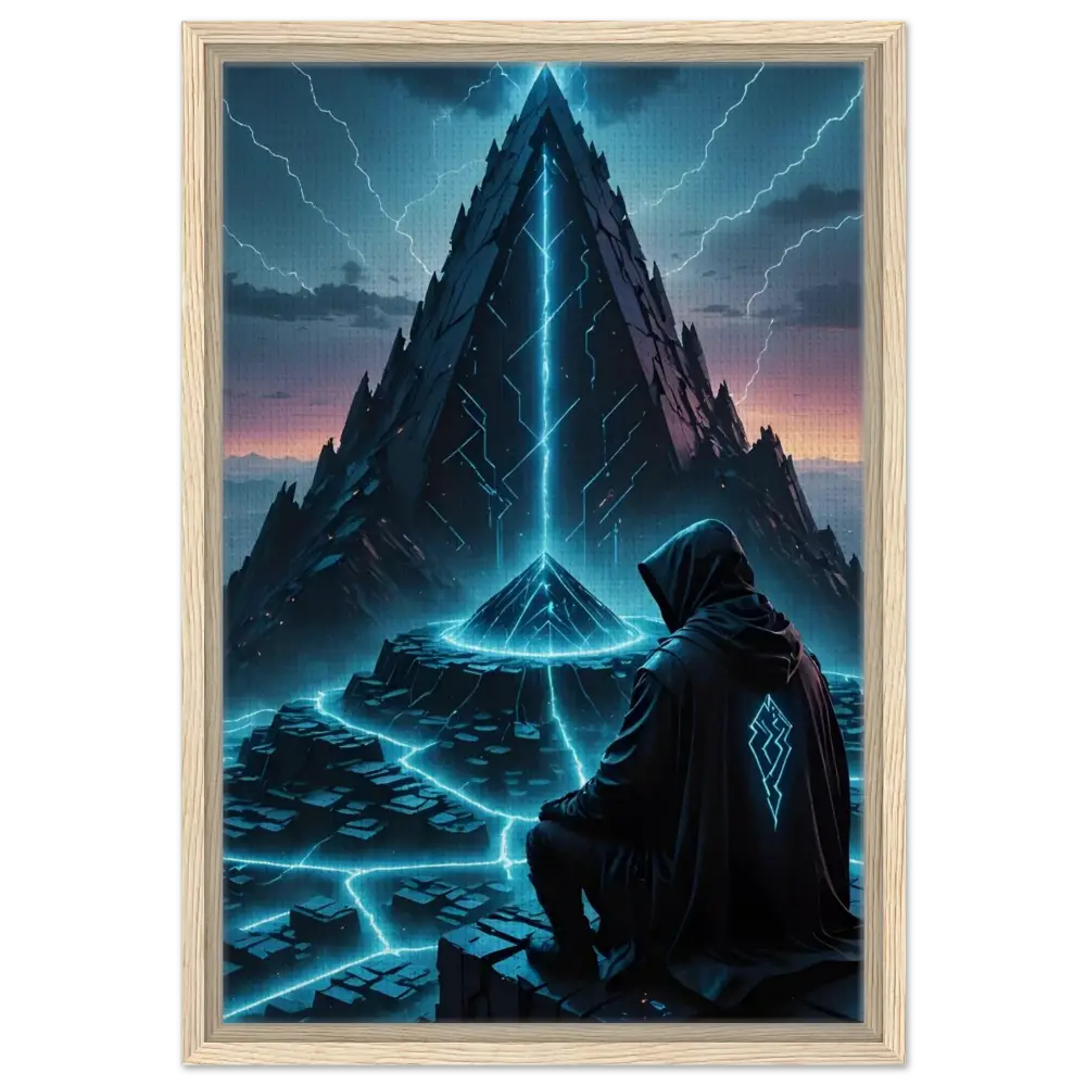 Framed futuristic pyramid scene from Electric Ascension Canvas Edition artwork