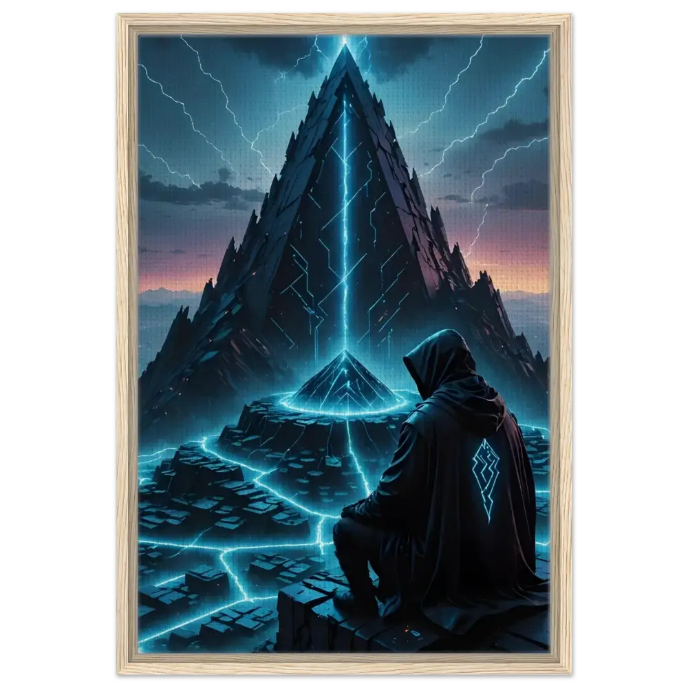 Framed fantasy artwork titled Electric Ascension Canvas Edition displayed on a wall