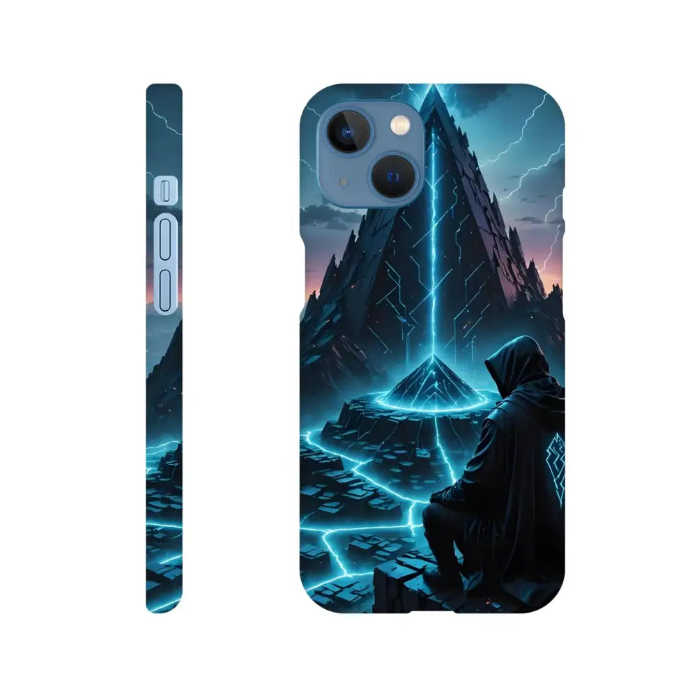 Electric Ascension iPhone slim case with futuristic pyramid design