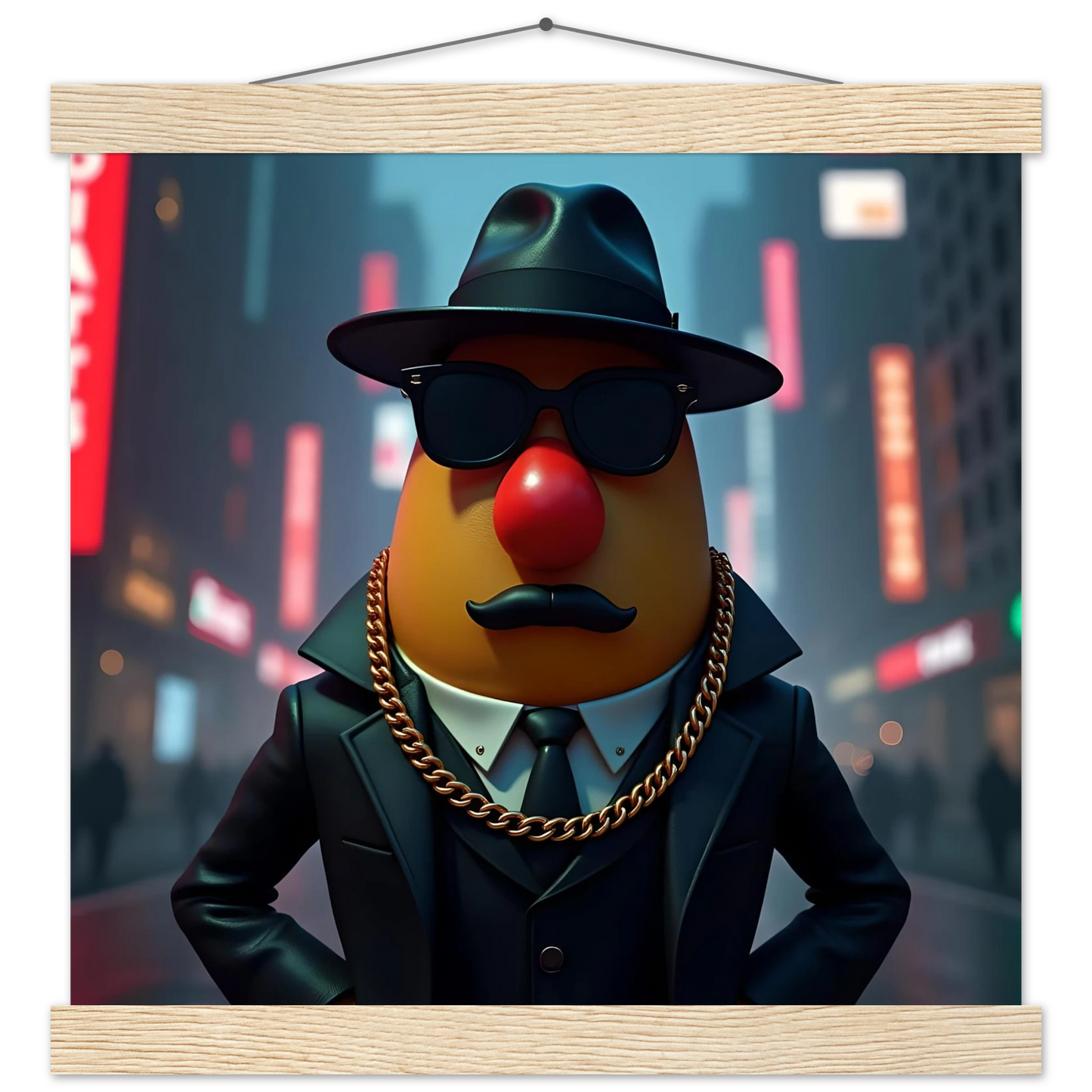 Mr. Potato Head gangster figure on Premium Matte Poster with Hanger in PixiOnyx collection
