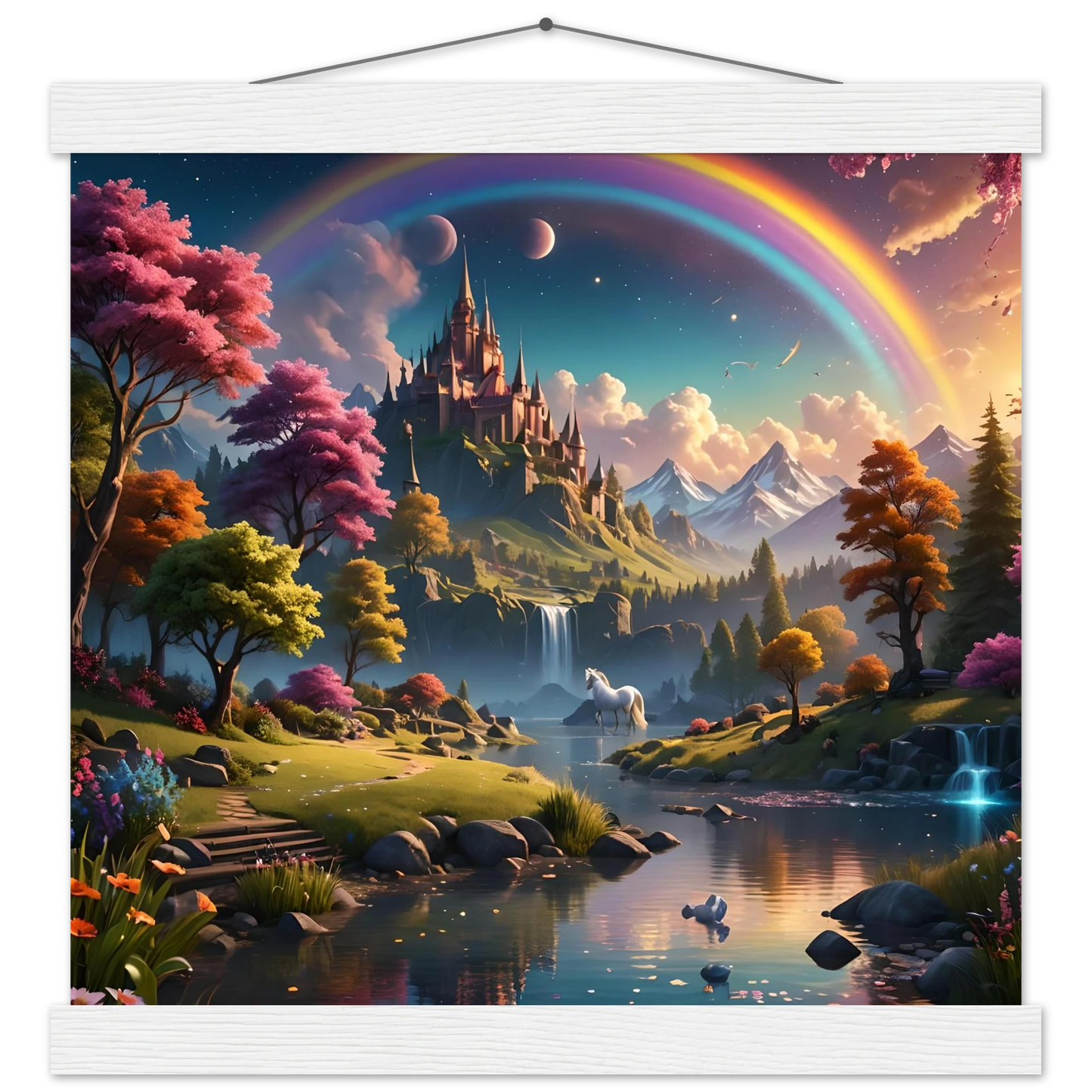 Fantasy landscape poster featuring magical scenery for Realm of the Rainbow Crown PixiOnyx