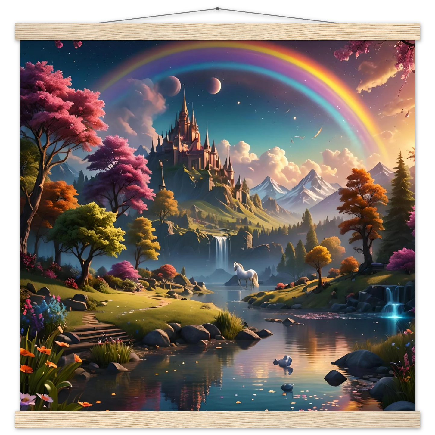 Fantasy landscape tapestry from Realm of the Rainbow Crown Hanging Fantasy Poster PixiOnyx