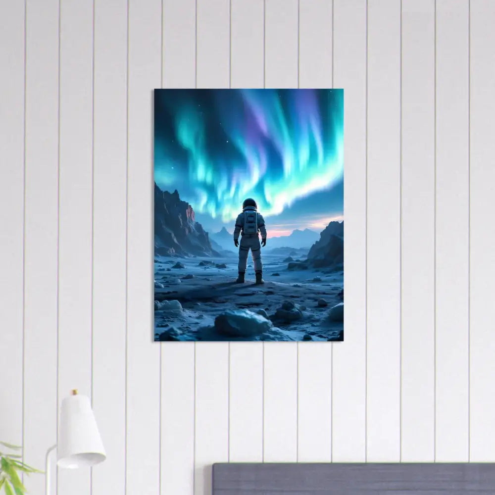 Astronaut under Aurora Borealis art print on PixiOnyx Surreal Sci-Fi poster