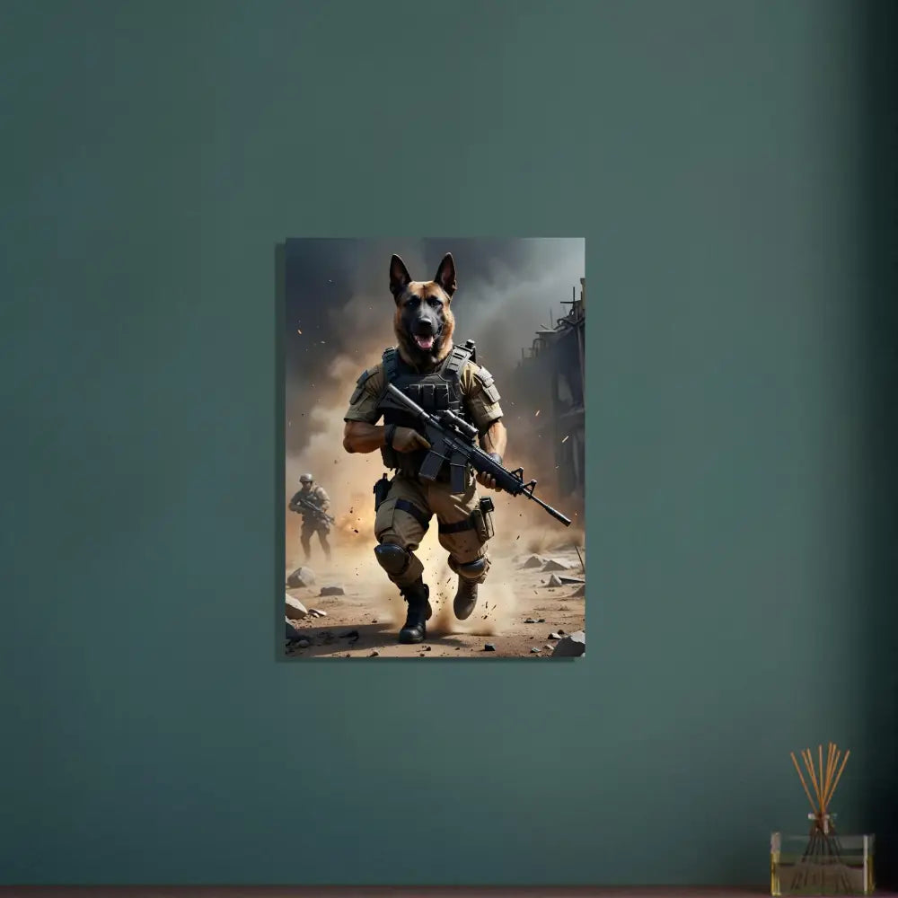 Fine Art Poster depicting Dog Soldier Artwork titled Battlehound Vanguard by PixiOnyx