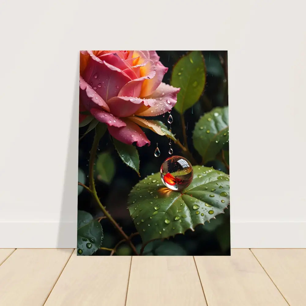 Floral print with water droplets on Fine Art Poster Blush Reverie by PixiOnyx Botanical Daydream