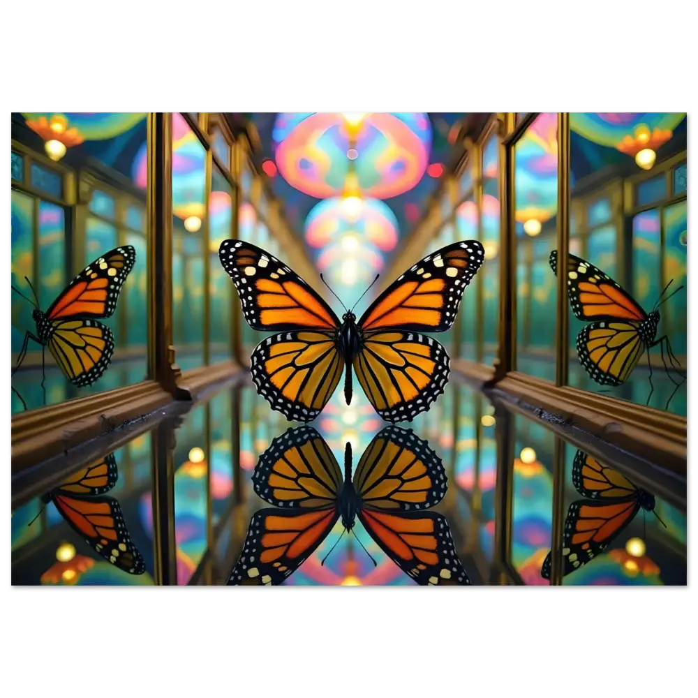 Symmetrical Monarch Butterfly Kaleidoscope Art Poster from PixiOnyx Kaleidoscopic Nature Flight