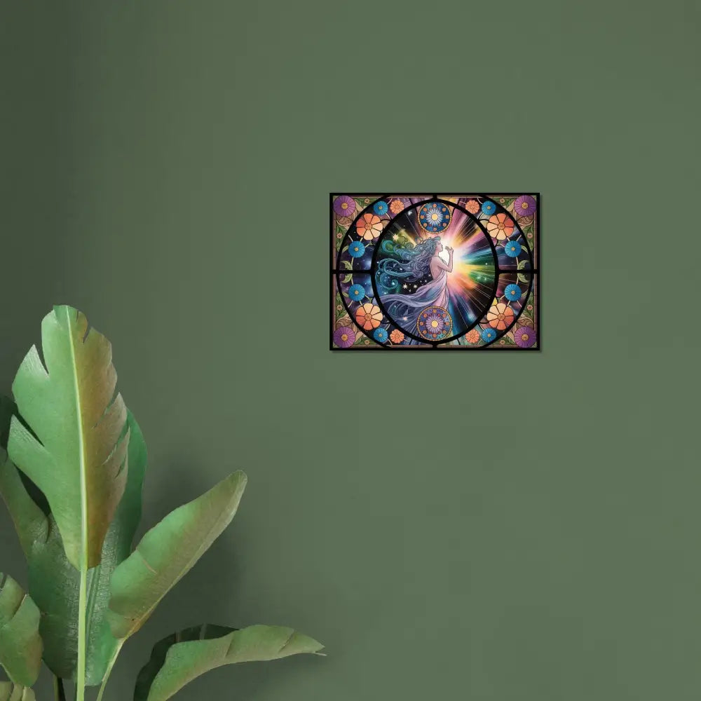 Framed stained-glass-style artwork from PixiOnyx Celestial Bloom Radiant Glass Series