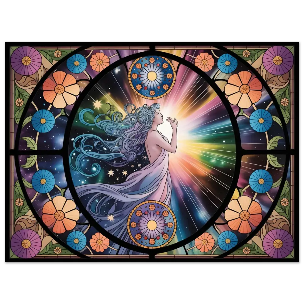 Stained glass celestial woman from PixiOnyx Radiant Glass Series Fine Art Poster