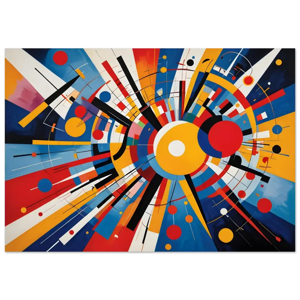 Abstract geometric painting featured in Fine Art Poster Celestial Motion by PixiOnyx