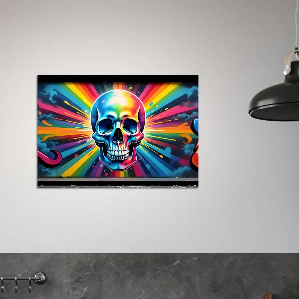 Colorful skull graffiti art on poster for Fine Art Poster Chromadelic Skullburst PixiOnyx