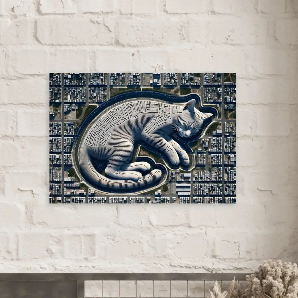 Cat-shaped maze city artwork on Fine Art Poster Citynap Overlook PixiOnyx Dreamcore Print