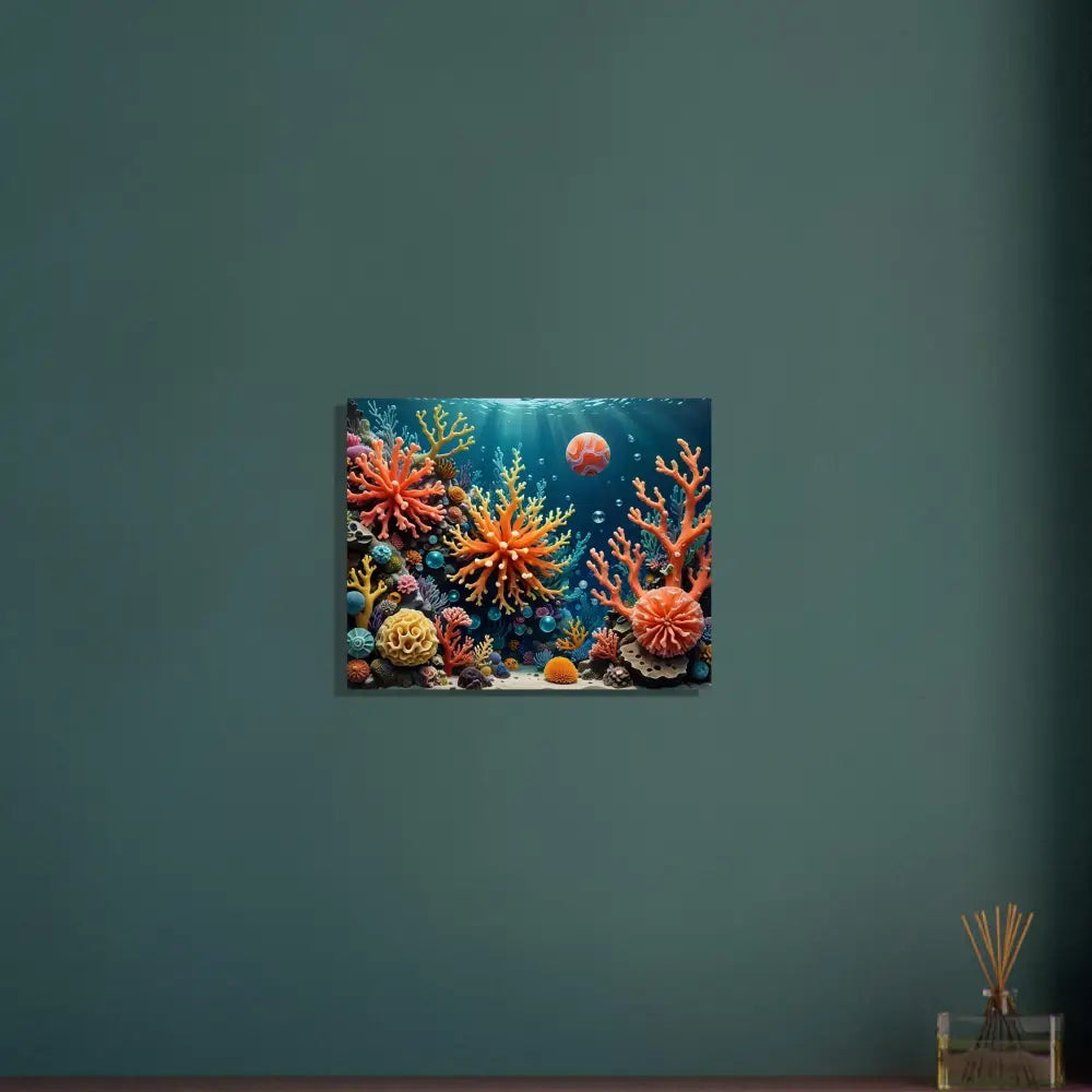 Vibrant coral reef artwork displayed on Fine Art Poster Coral Reverie by PixiOnyx