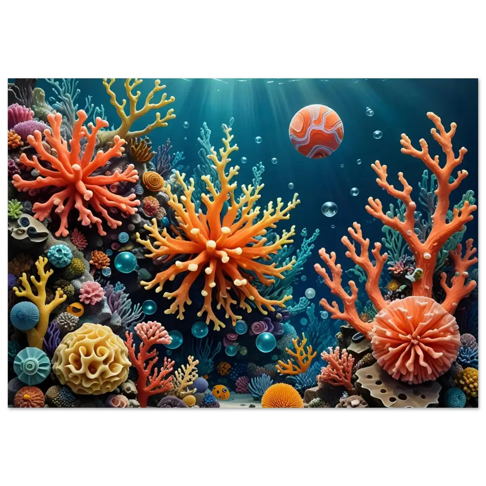 Vibrant coral reef ecosystem artwork on Fine Art Poster Coral Reverie by PixiOnyx