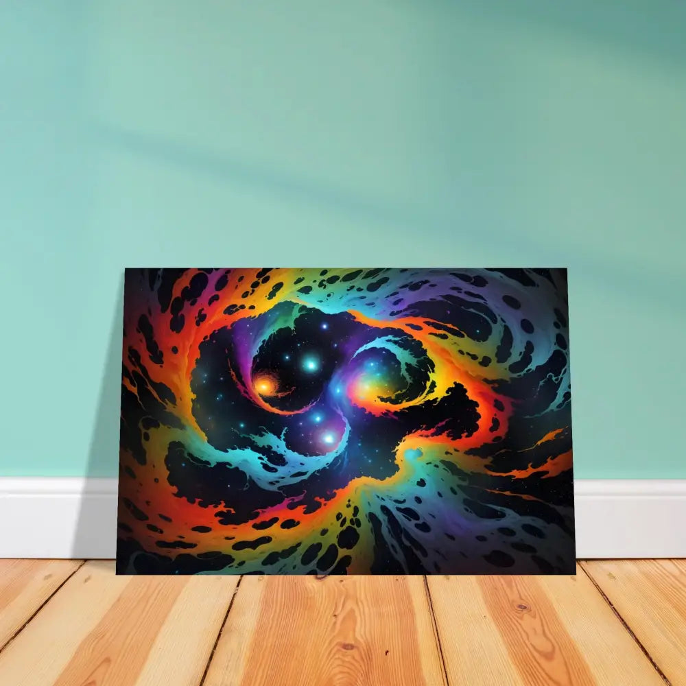 Colorful nebula artwork poster titled Cosmic Tides by PixiOnyx Abstract Dreamscape
