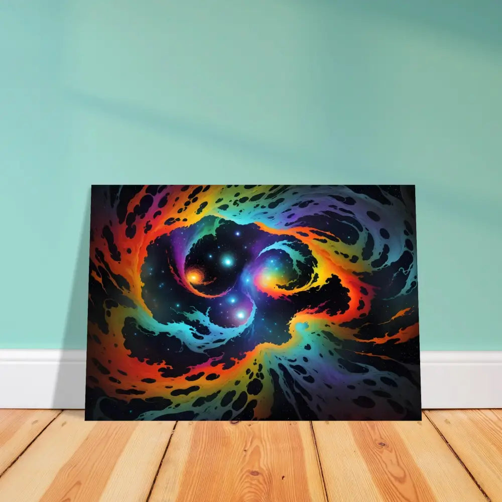 Colorful nebula artwork displayed on Fine Art Poster Cosmic Tides by PixiOnyx