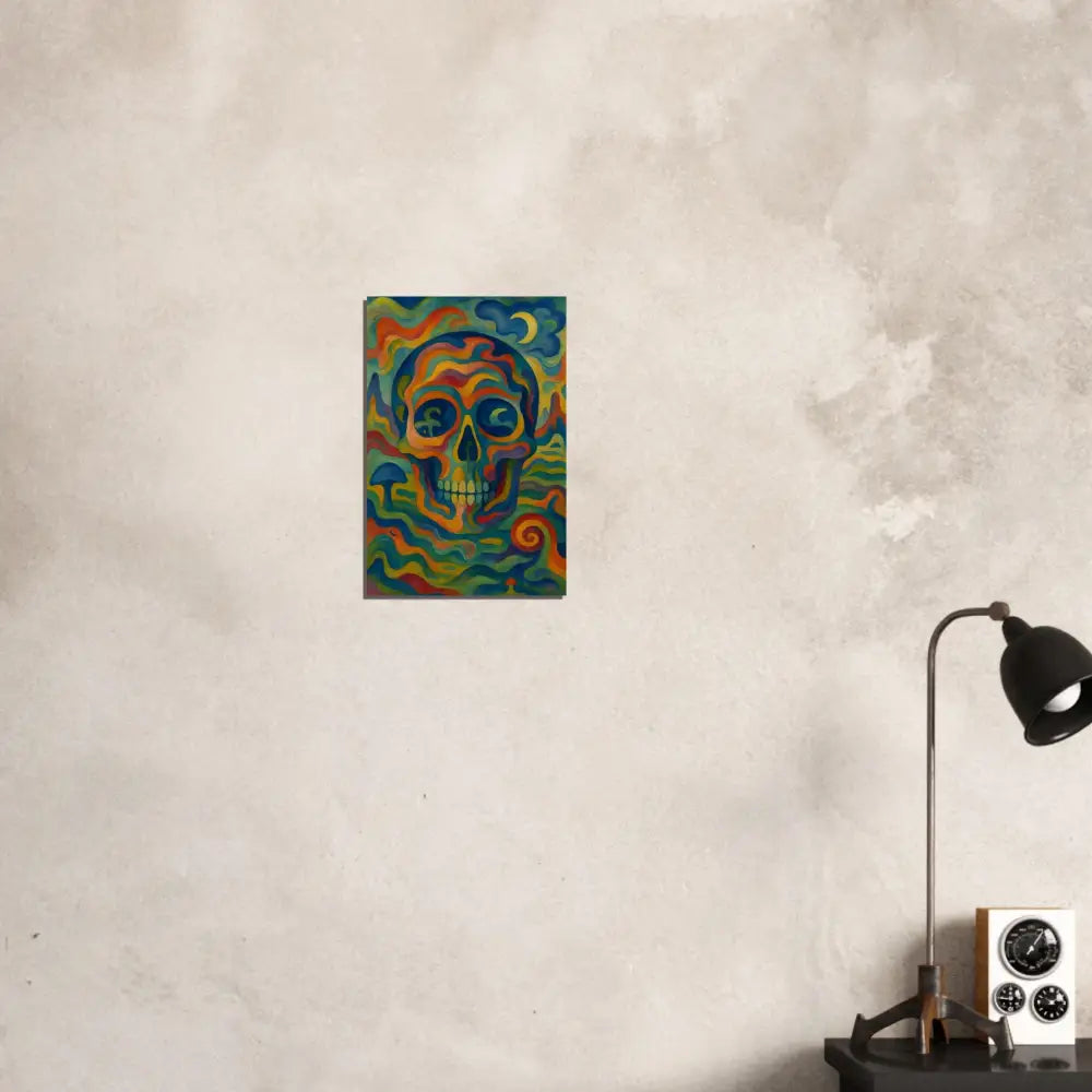 Colorful skull artwork displayed on Fine Art Poster Craniocolor PixiOnyx Abstract Psychedelic Skull Print
