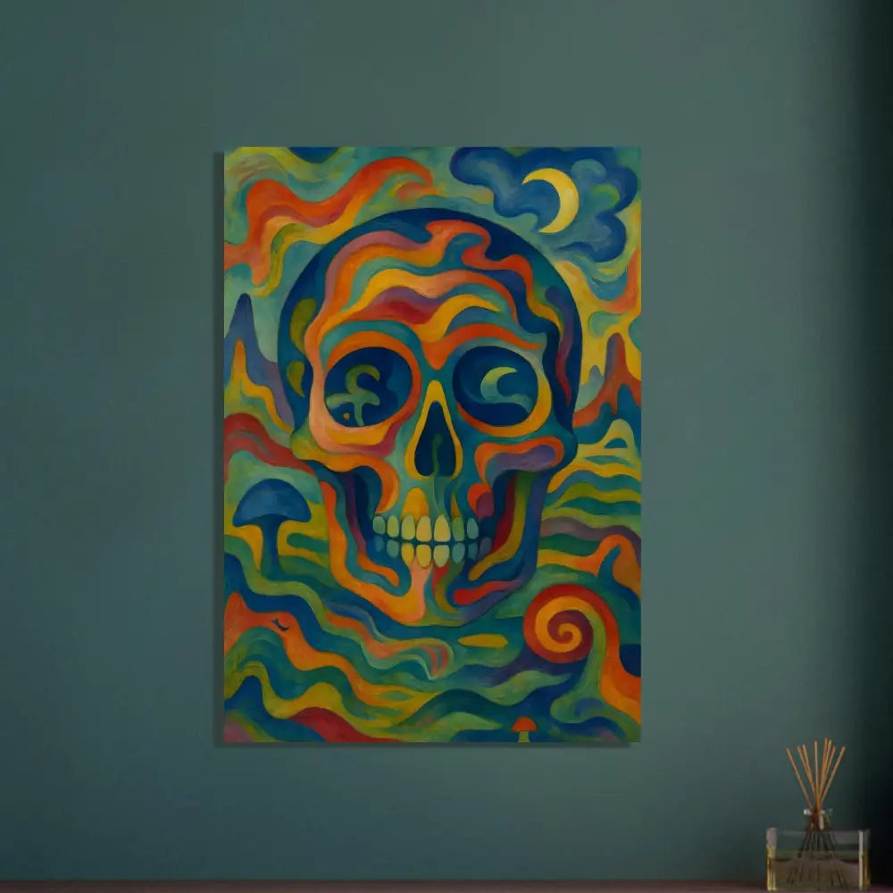 Colorful skull painting artwork for PixiOnyx Craniocolor abstract psychedelic skull print