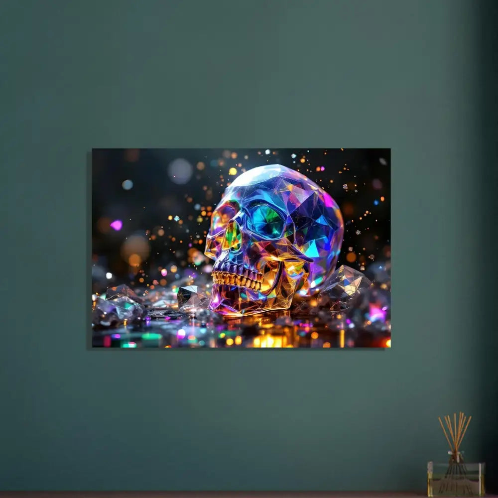 Colorful crystal skull art featured in Fine Art Poster Crystal Skull Prism PixiOnyx