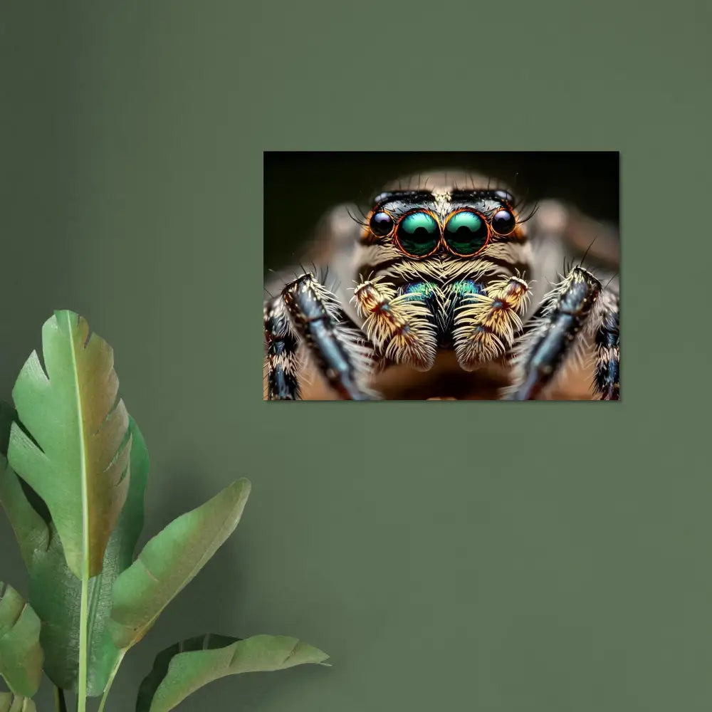 Close-up of an eight-eyed jumping spider on a Fine Art Poster by PixiOnyx Nature Focus