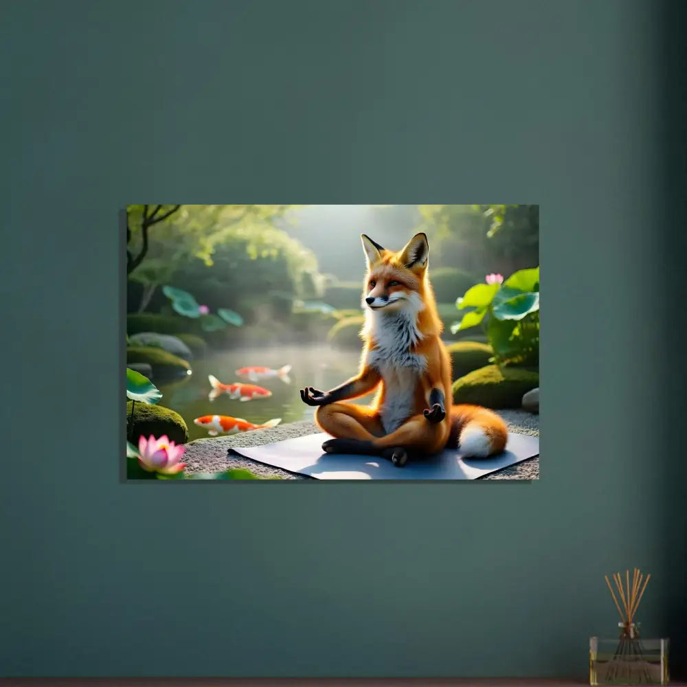 Meditating fox canvas print from PixiOnyx Zen Reverie collection