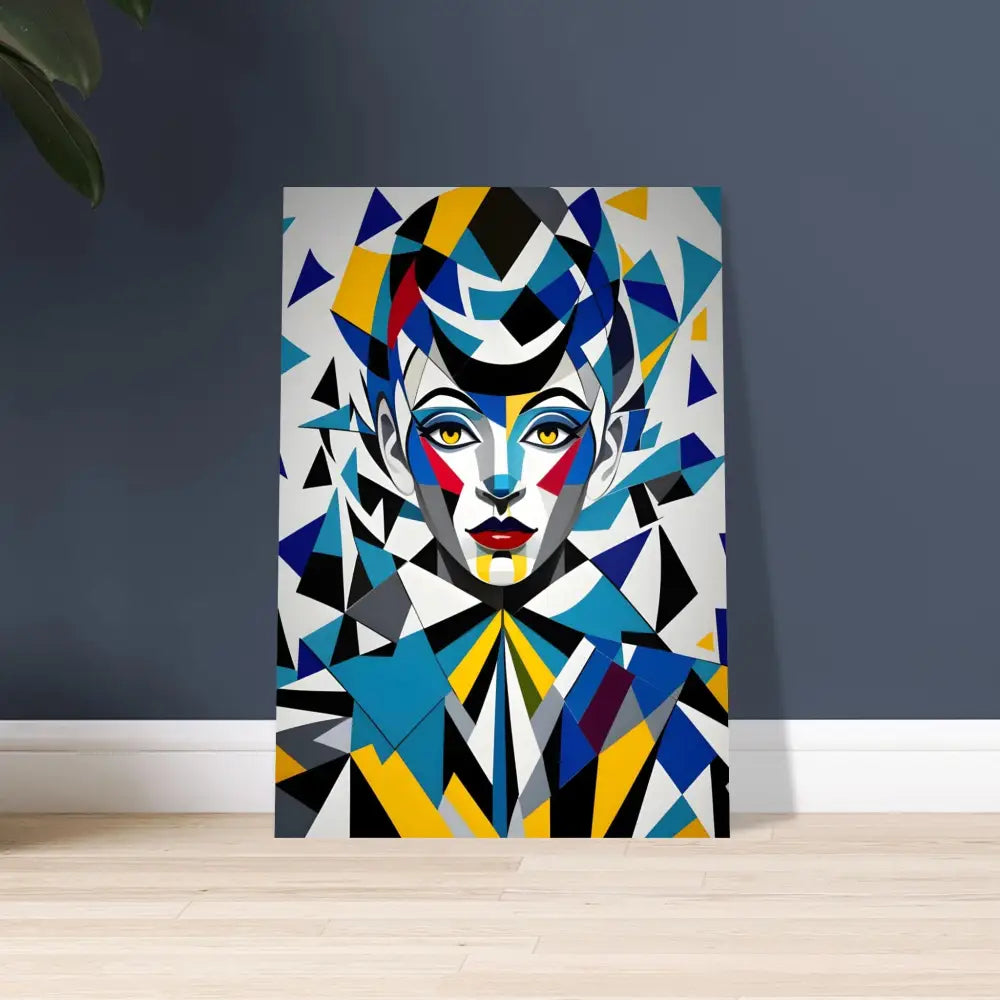 Abstract geometric portrait art displayed on a Fine Art Poster from PixiOnyx Modern Collection