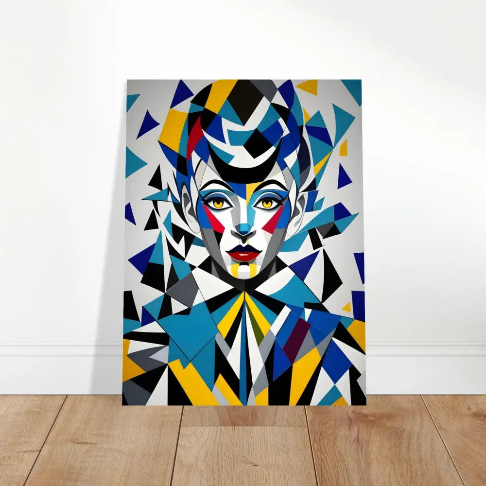 Abstract geometric portrait art displayed on Fine Art Poster Fragmented Muse PixiOnyx Modern Collection