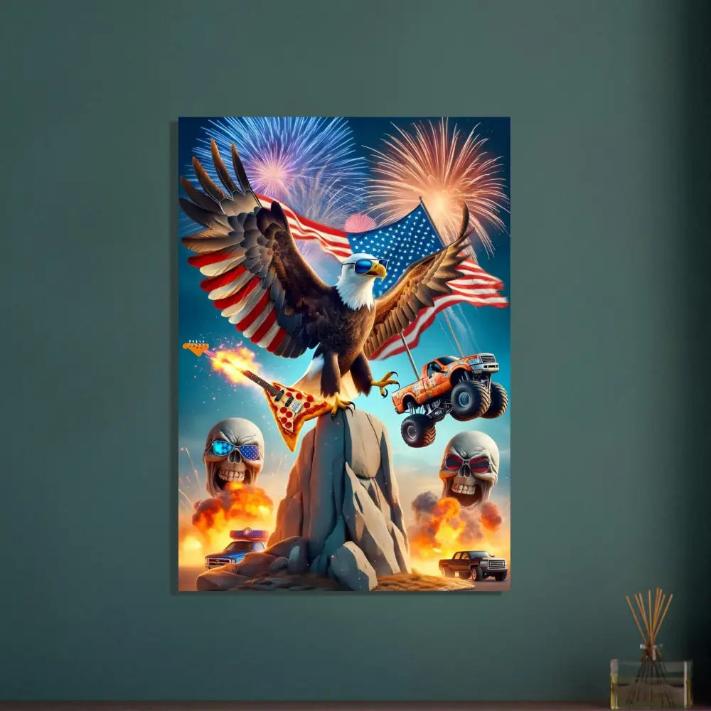 Patriotic eagle rock poster in Fine Art Poster Freedom Shreds Eternal PixiOnyx Apex Americana