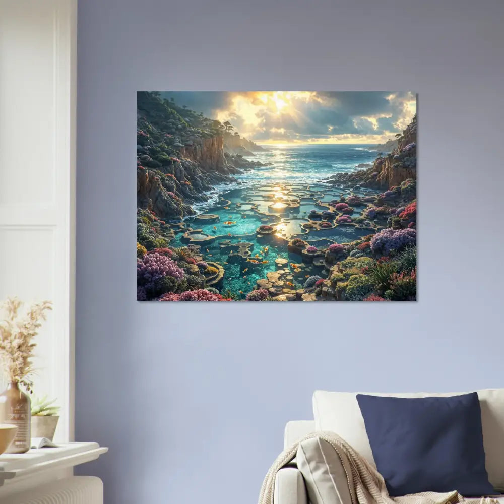 Coastal landscape painting from Garden of the Tides Fine Art Poster by PixiOnyx Ocean Dreamscape